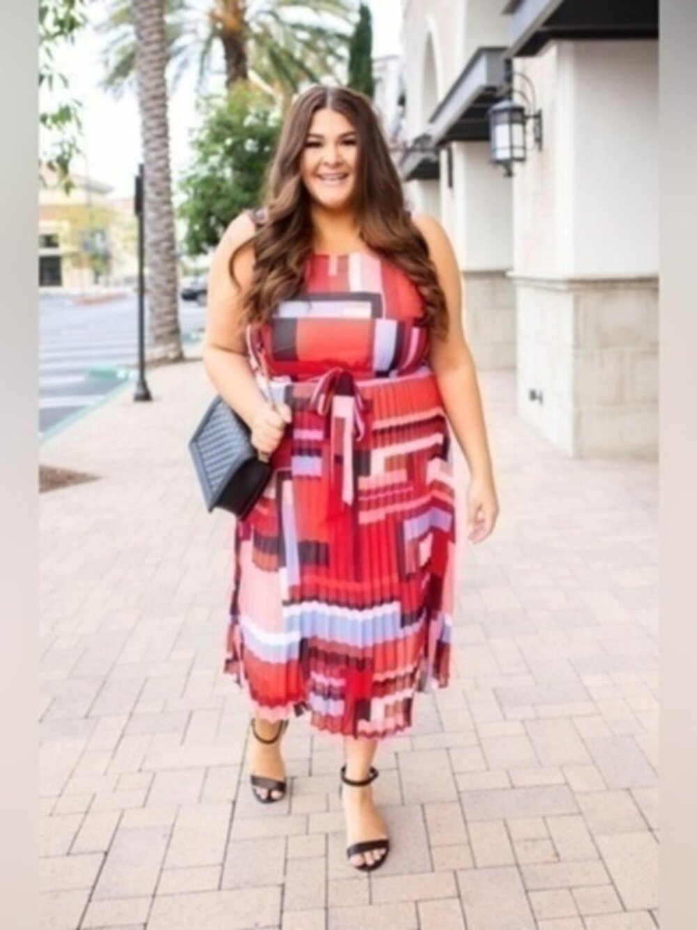 Land Bryant Pleated Skirt Color Blocked Dress